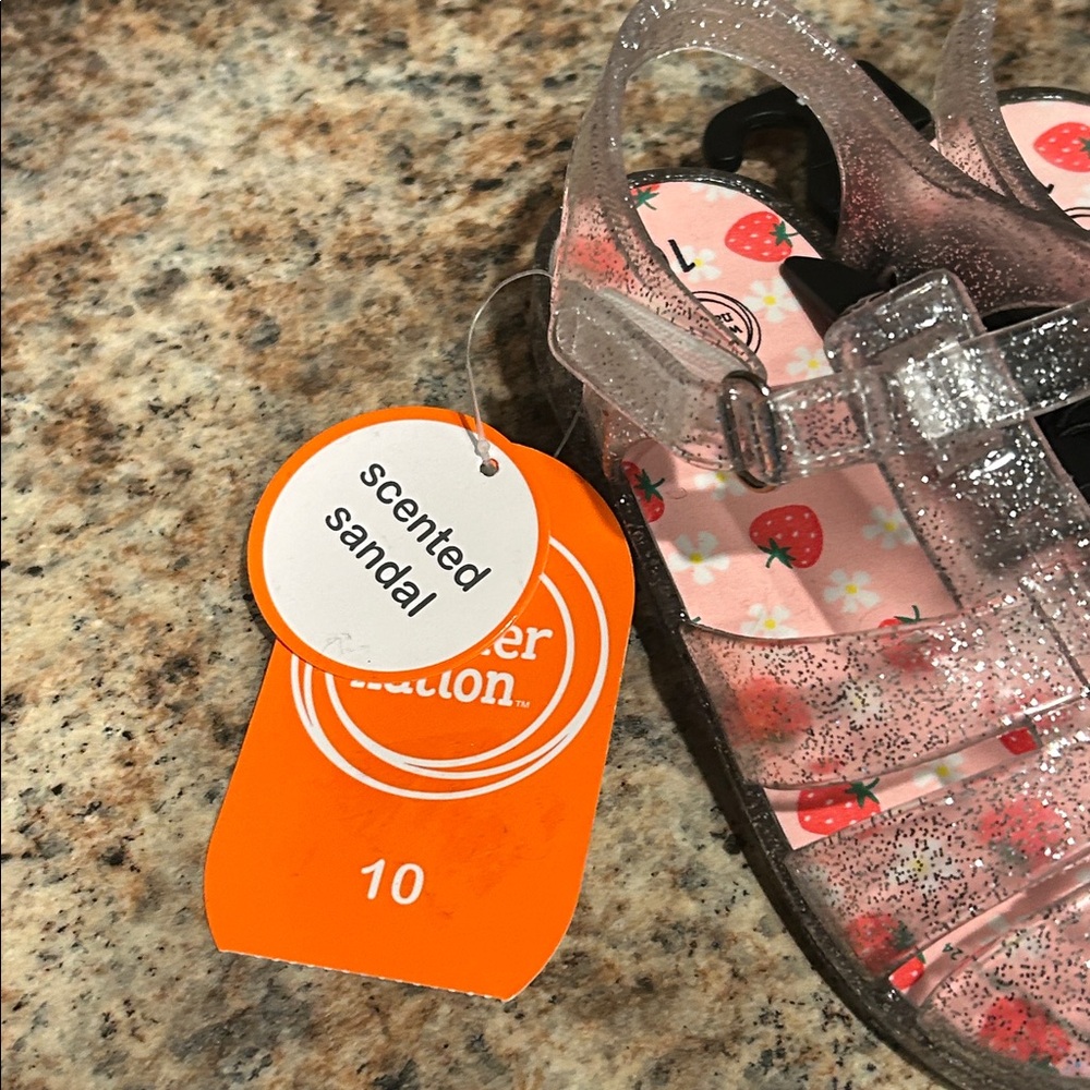 NWT Set of 2 Girls 10 Glitter Jelly Sandals -Clear and Orange Ombré ~Cat & Jack - Picture 5 of 8